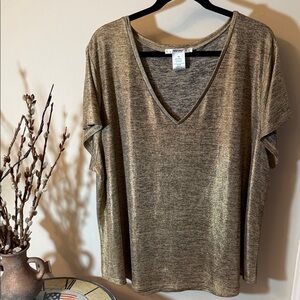 Mossimo Metallic Gold V-Neck Short Sleeve Tee
